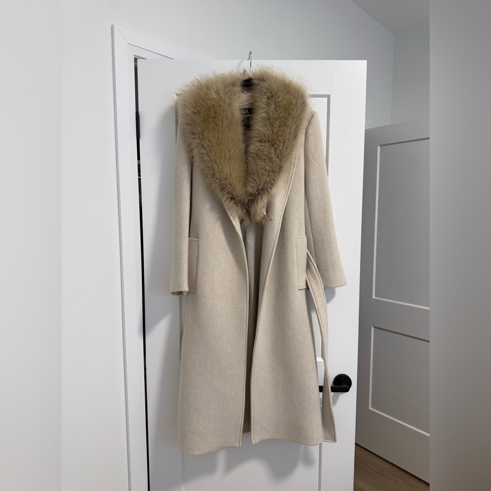 ZARA | Coat with Faux Fur